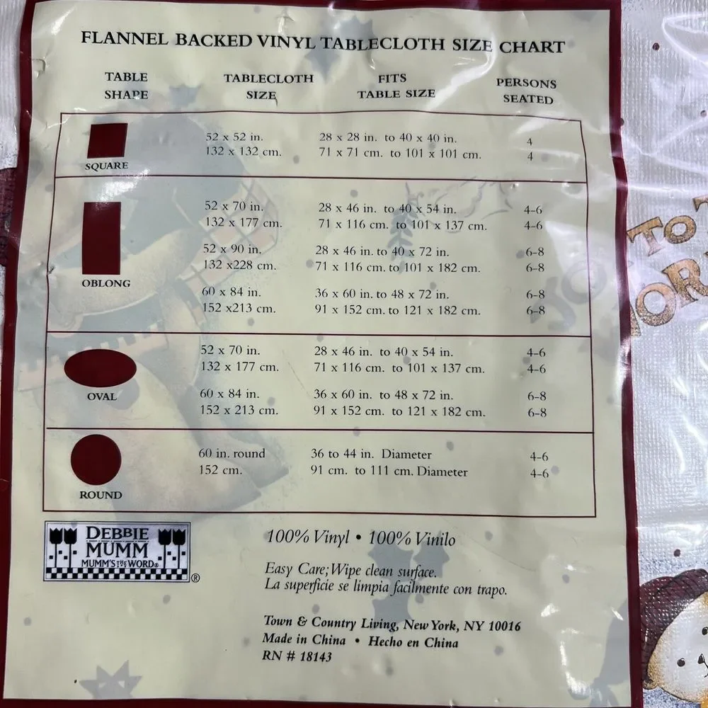 Debbie Mumm Flannel Back Vinyl Tablecloth Joy To The World 52